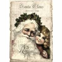 Bastelpapier - Decoupage-Papier - A4 - Softpapier - Nikolaus - Santa - Weihnachten - Vintage - Shabby - 12592 Bild 1