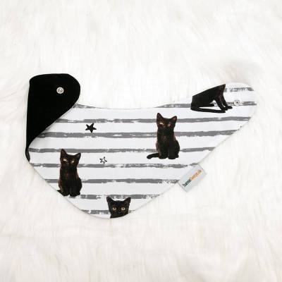 Baby Halstuch Dreieckstuch Wendehalstuch Sabberlatz "Black Cat" handmade Geschenk Geburt