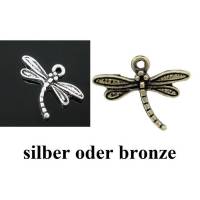 10 Anhänger, Libelle, Libellen, silber, bronze, Vintage-Stil, charm, charms Bild 1