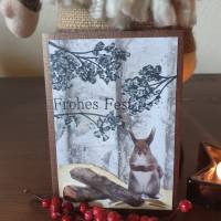 Weihnachtskarte Eichhörnchen - Zweige - Holz Bild 2