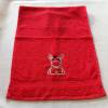 kuschelweiches Handtuch bestickt mit kleinen Tieren, Blickfang für jedes Bad, Baumwolle, rot mit einem lustigen Esel Bild 2