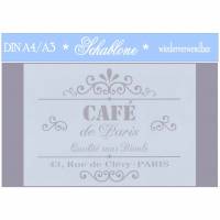 Schablone - A4 - A3 - wiederverwendbar - Vintage - Shabby - Nostalgie - Cafe - Paris - 7007