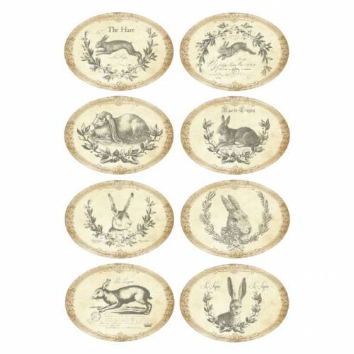 Aufkleber - Etiketten - Papier - Folie - Ostern - Hase - Vintage - Shabby - 1181