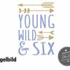 Bügelbild Young Wild and Six oder Wunschzahl zum 6. sechsten Geburtstag Bild 3