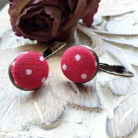 rosa Punkte Ohrringe mit Stoff Cabochonschmuck verschiedene Fassungen 12mm Bild 6