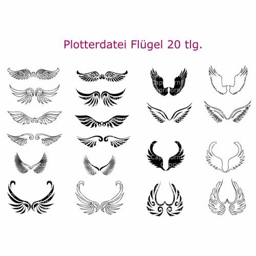 Plotterdatei Flügel Engelsflügel Engel 20 teilig