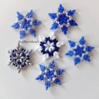 6x Weihnachtsanhänger, Geschenkanhänger, Stern, Schneeflocke, blau weiß silber Bild 1