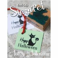 Stempel Halloween - Katze mit Text " Happy Halloween " Katzen-Motiv Bild 1