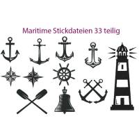 33 teilige maritime Stickdatei 11 Motive in 3 Größen Rahmen 10x10 und 13x18 Bild 1