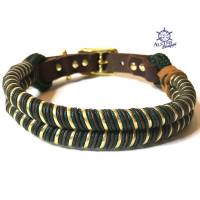 Hundehalsband dunkelgrün, braun, gold, verstellbar sehr edel Bild 1