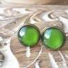 hellgrün Ohrringe u Ringe Cabochonschmuck verschiedene Fassungen handbemalt grün schimmernd Bild 5