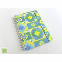 Notizbuch, grün blau gelb, Spiralbuch, 24 x 17 cm, handmade, Büttenpapier Bild 1