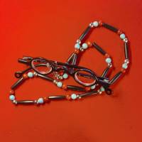 Brillenkette / Brillenband, Brillenhalter (BRI 003 Koralle/Howlith) Bild 1