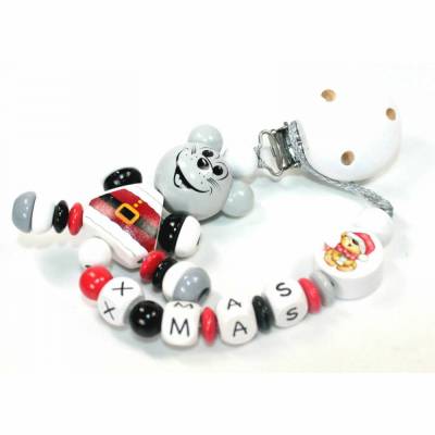 Schnullerkette mit Namen Weihnachten Maus XMAS Baby 