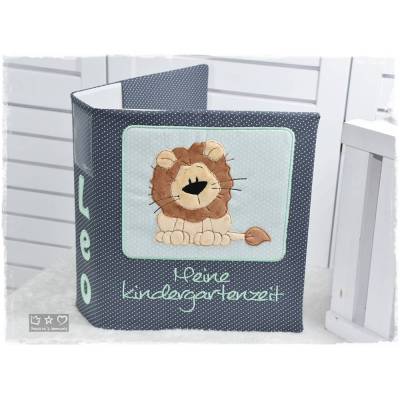 Ordner/Kindergartenordner/Portfolio mit Löwe - auf Wunsch mit Name und Fotosichthülle
