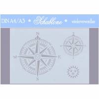 Schablone - A4 - A3 - wiederverwendbar - Vintage - Shabby - Nostalgie - Kompass - nautisch - 7220 Bild 1