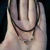 Halskette 43cm Gewachster Kordel schwarz Messingverschluss u Verlängerungskettchen Bild 2