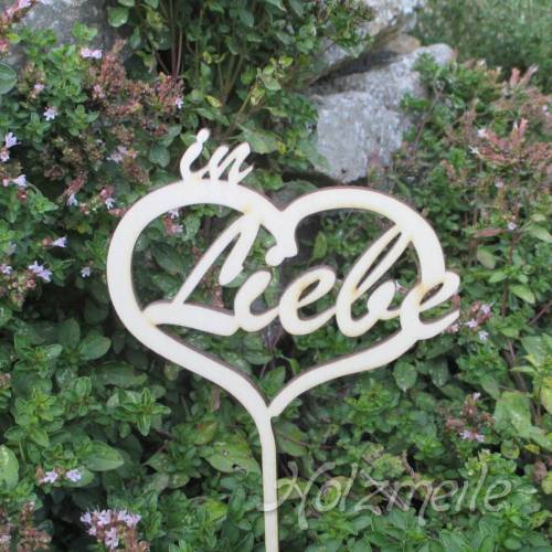 Grabdekoration Schriftzug "inLiebe" aus Holz