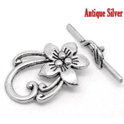 10 Knebelverschluss, Knebelverschlüsse, Schmuckverschluss, silber, verziert, Vintage-Stil, Armband, Kette,