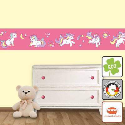 ECO Kinderbordüre: Regenbogen Einhorn - 18 cm Höhe