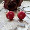 Schmuck mit Stoff 12mm rot Punkte Ohrstecker, Ohrringe, Ohrhänger, Haarspangen und Armbänder Bild 3