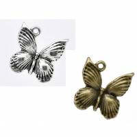 5  Anhänger, Schmetterling, Schmetterlinge, bronze, silber,Vintage-Stil, charm, Bild 1