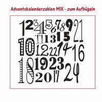 Bügelbild Adventskalender - Zahlen - MIX zum Aufbügeln Bild 1