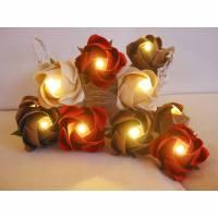 Lichterkette Rosen aus Papier in braun-rost mit LED, gemütliche Wohnzimmerdeko, Weihnachtsgeschenk Frauen Bild 1