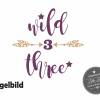 Bügelbild  Wild and Three  in Wunschfarbe zum  dritten Geburtstag Bild 5