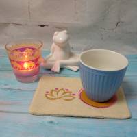 Tassenteppich, Mug Rug, Hot Pad, Untersetzer Lotusblume Bild 1