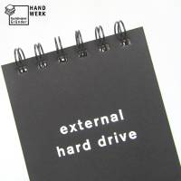 Notizblock, external hard drive, Notepad, schwarz weiß Bild 1