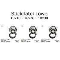 3 teiliges Stickdatei Set Löwe Löwenkopf 13x18 / 16x26 / 18x30 bzw. 20x28 Türklopfer Bild 1