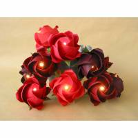 Lichterkette große Rosen in Rottönen, Geschenk Valentinstag und Muttertag, Wohnzimmer Dekoration Bild 1