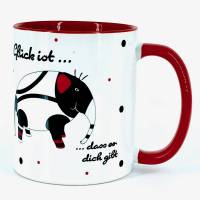Tasse mit Elefant und Spruch, Tier-Motiv Kaffeebecher rot Bild 1