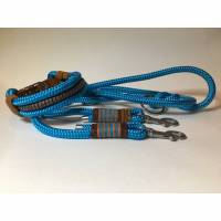 Leine Halsband Set ozeanblau, für kleine Hunde, verstellbar Bild 1