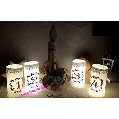 Adventszahlen mit Ranke 1 - 4, Stickdateien 10 x 10 cm und 13 x 14 cm