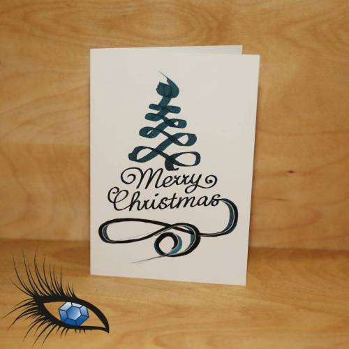 [2019-0484] Klappkarte "Merry Christmas / Weihnachten" - handgeschrieben + handgezeichnet