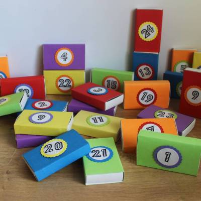 Adventskalender "Bunte XXL Streichholzschachteln" zum Selbstbefüllen aus der Manufaktur Karla