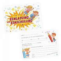 5 coole Einladungskarten Einschulung Kinder inkl. 5 transparenten Briefumschlägen Mädchen Junge Bild 1