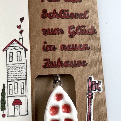 Schlüsselanhänger "Kleines Keramik-Häuschen" (5)