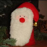 Standfester Nikolaus aus rotem Stoff genähte Weihnachtsdeko Bild 1