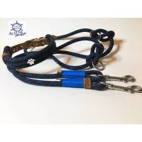 Leine Halsband Set marine mittelblau, für mittelgroße Hunde, verstellbar Bild 1