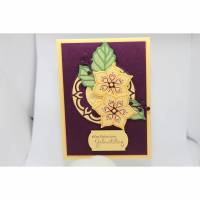 Edle Geburtstagskarte "Blüten" in violett und gelb Bild 1