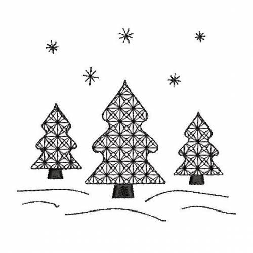 Stickdatei Redwork Winterwald 10x10cm