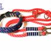 Leine Halsband Set blau rot weiß, für mittelgroße Hunde, verstellbar Bild 3
