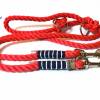 Leine Halsband Set blau rot weiß, für mittelgroße Hunde, verstellbar Bild 7