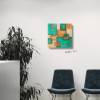 Acrylbild in erfrischendem Grün und Orange auf Leinwand, Quadrate, moderne Malerei, Wandkunst, Wandbild Bild 3