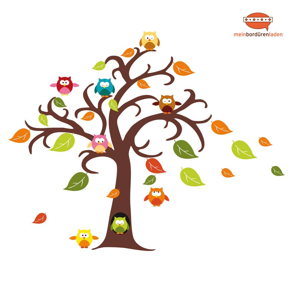 Wandtattoo-Set: Baum Eulen mit Herbst im