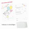 5 Einladungskarten Mädchen Luftballon rosa GLITZER inkl. 5 transparenten Briefumschlägen Kindergeburtstag Einladung Bild 2