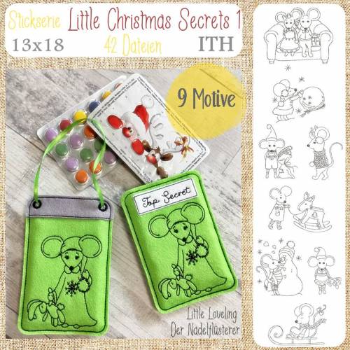 Digitale Stickserie "Little Christmas Secrets 1 ITH" für den 13x18 cm (5x7") Stickrahmen